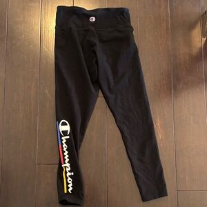 Champion Kids Black Leggings with Logo Accent